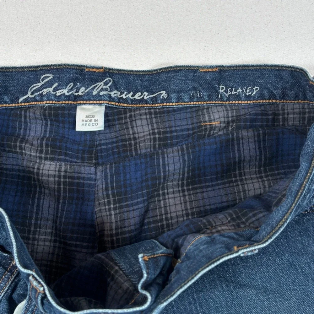 Eddie Bauer Mens Relaxed Fit Flannel Lined Jeans Blue Denim 38x30 Medium Wash